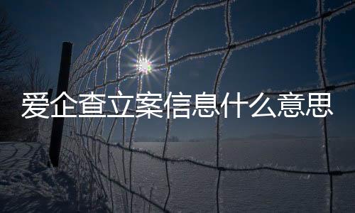 爱企查立案信息什么意思呀怎么查看啊电话